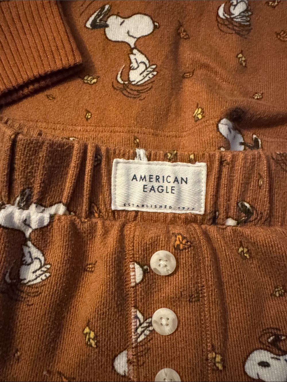 American Eagle Outfitters Brown Snoopy Pajama Set - Picture 4 of 8